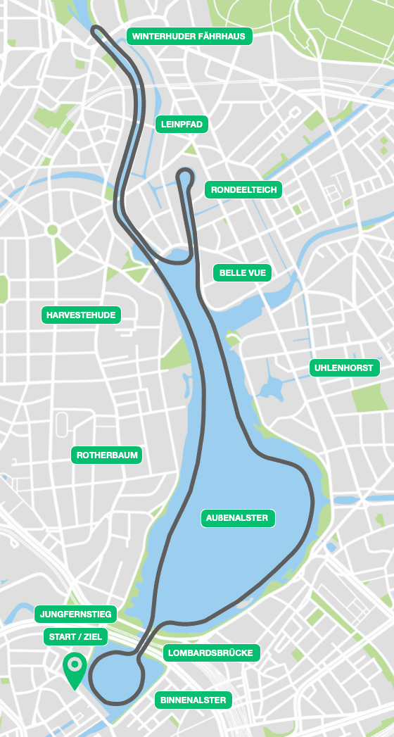 Alster Kanalfahrt Hamburg neue Route mobil