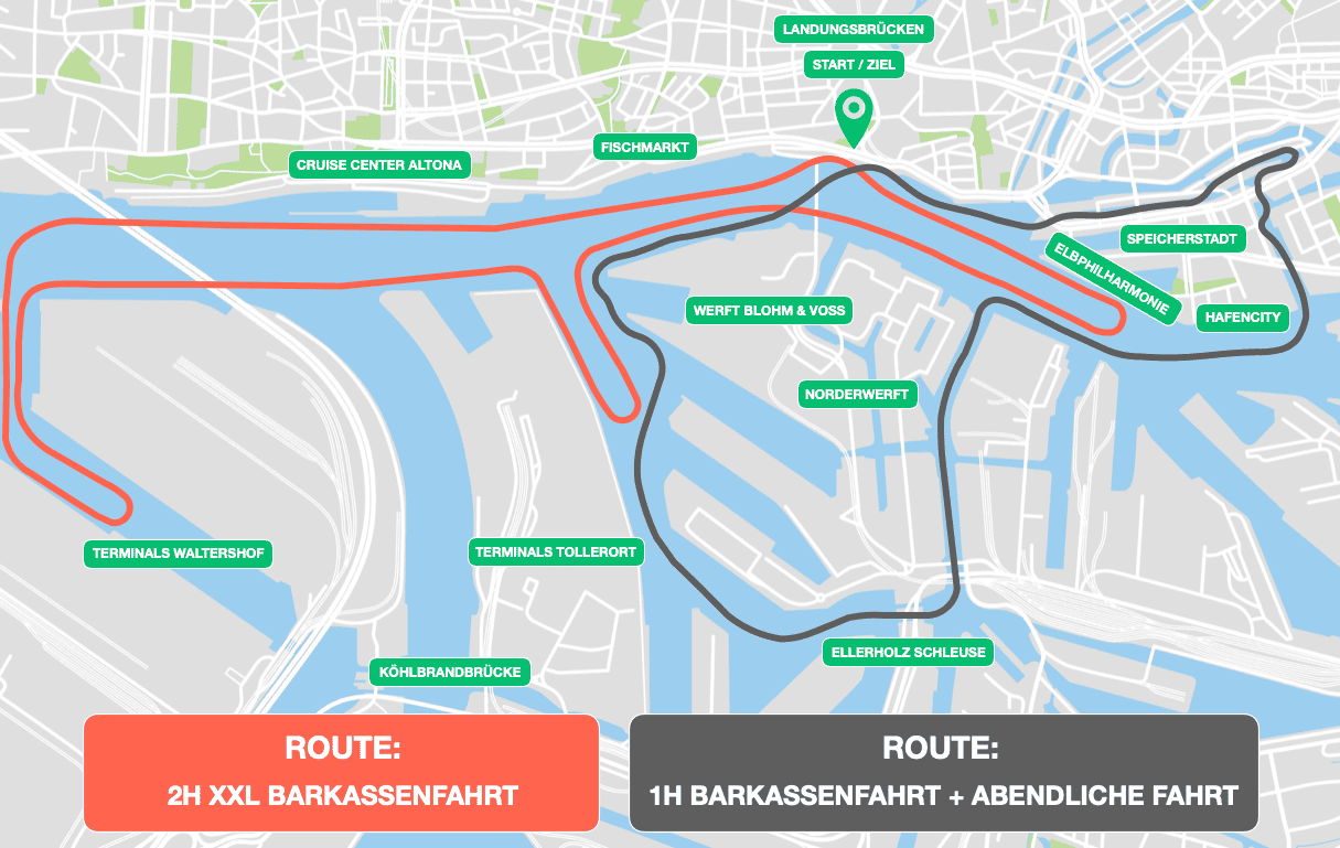 Route Barkassenfahrten Hamburg