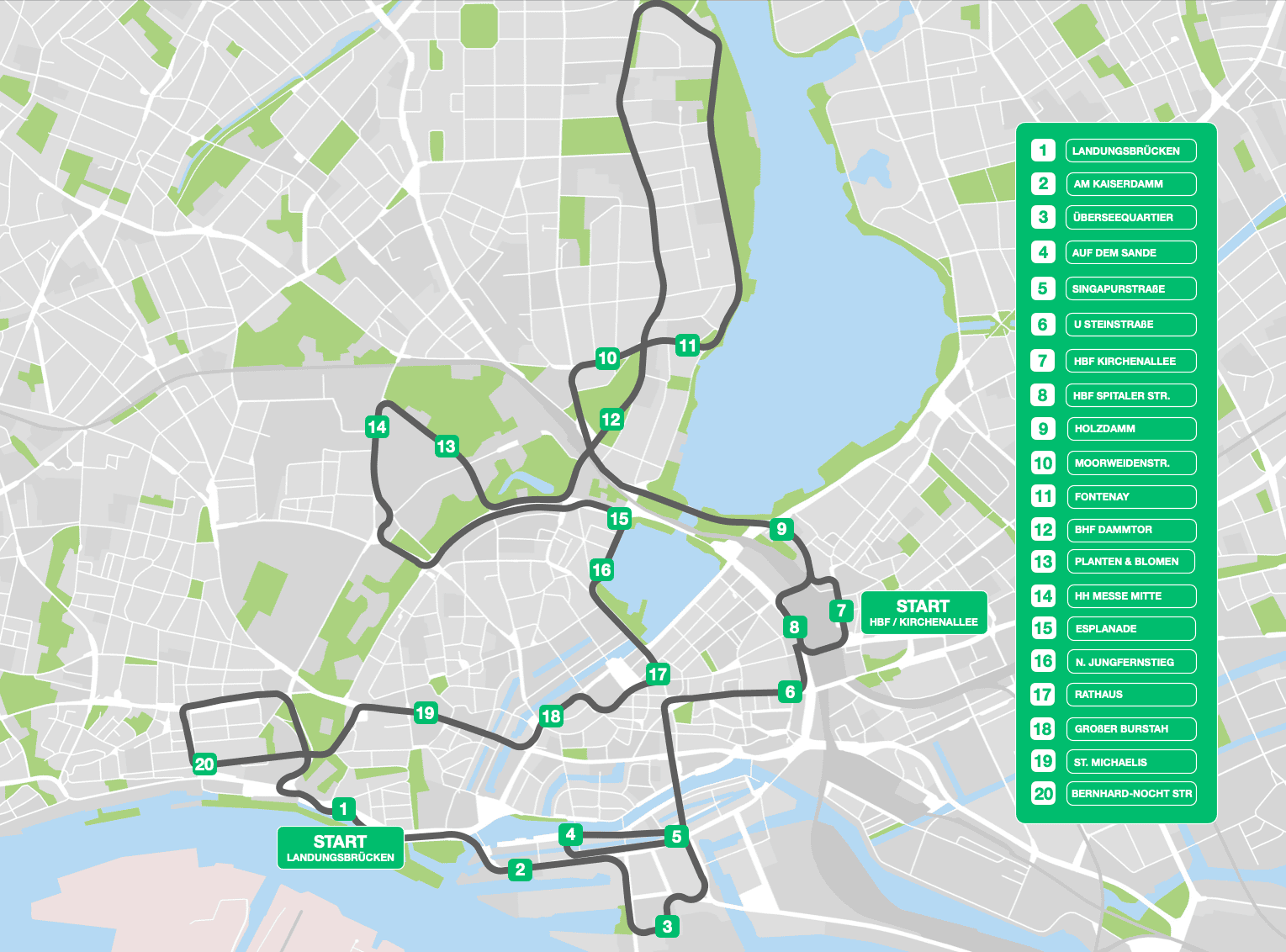 Route Stadtrundfahrt Hamburg new