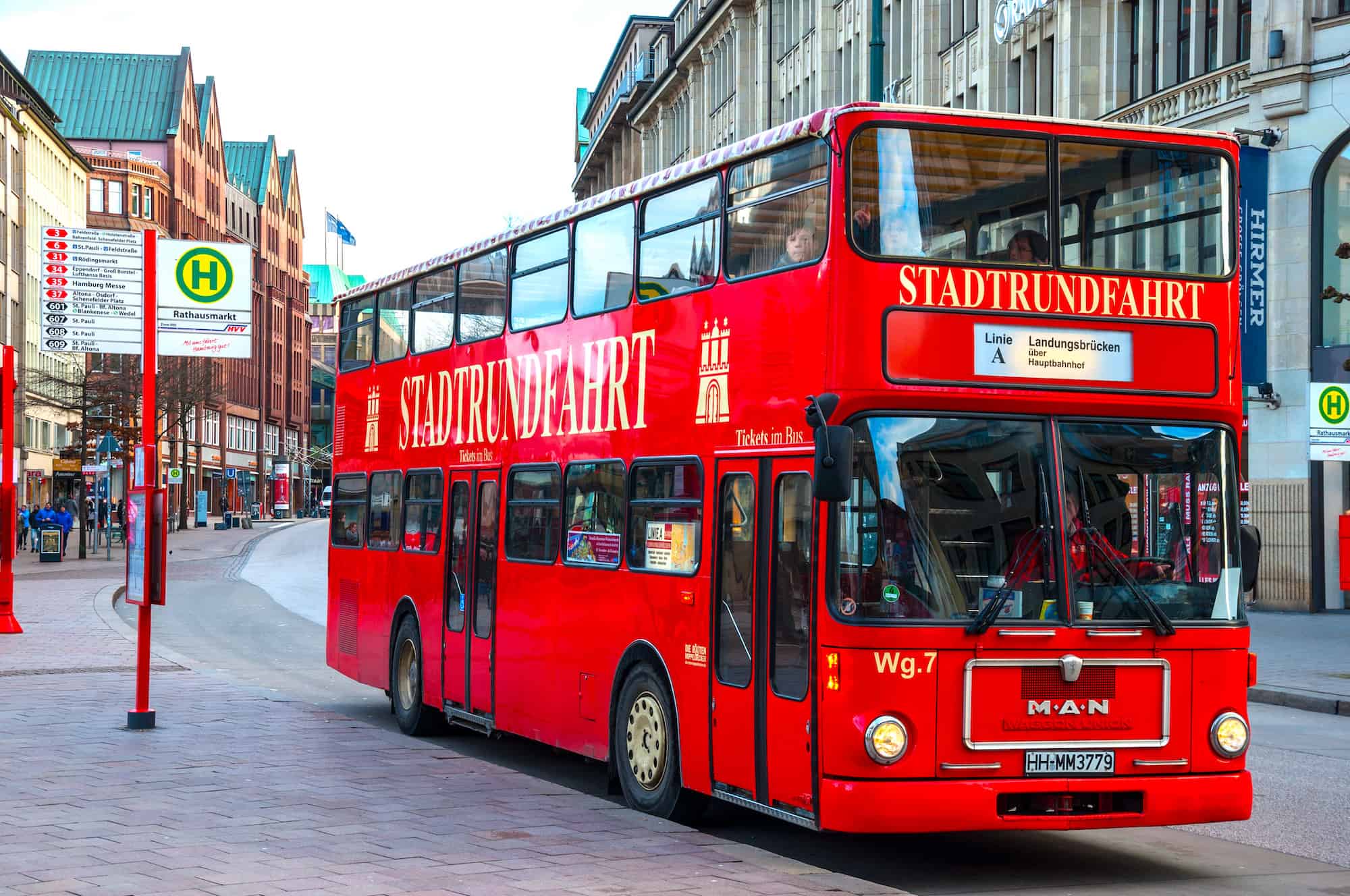 Stadtrundfahrt Hamburg Dote Doppeldecker Busse
