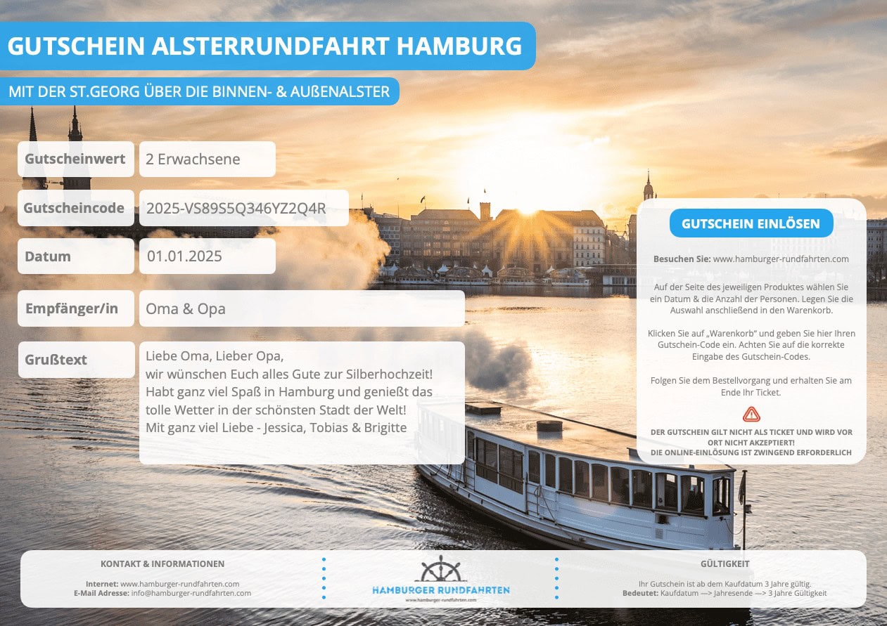Gutschein Alsterrundfahrt Hamburg 2025