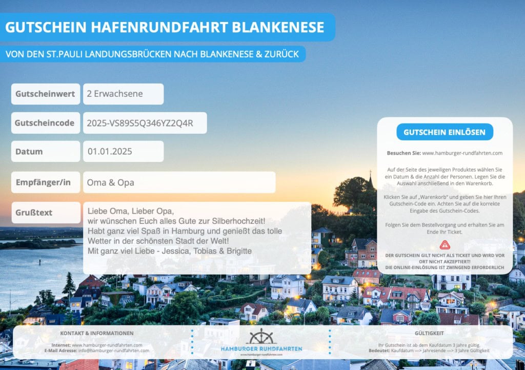Gutschein Hafenrundfahrt Blankenese 2025