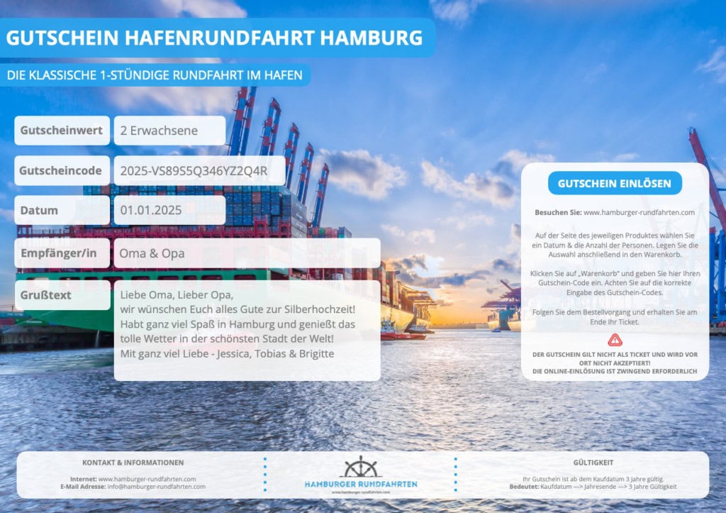 Gutschein Hafenrundfahrt Hamburg 2025